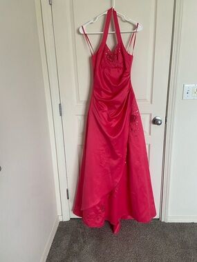 Jodi Kristopher Vibrant Pink Halter Beaded Y2K Dress XS